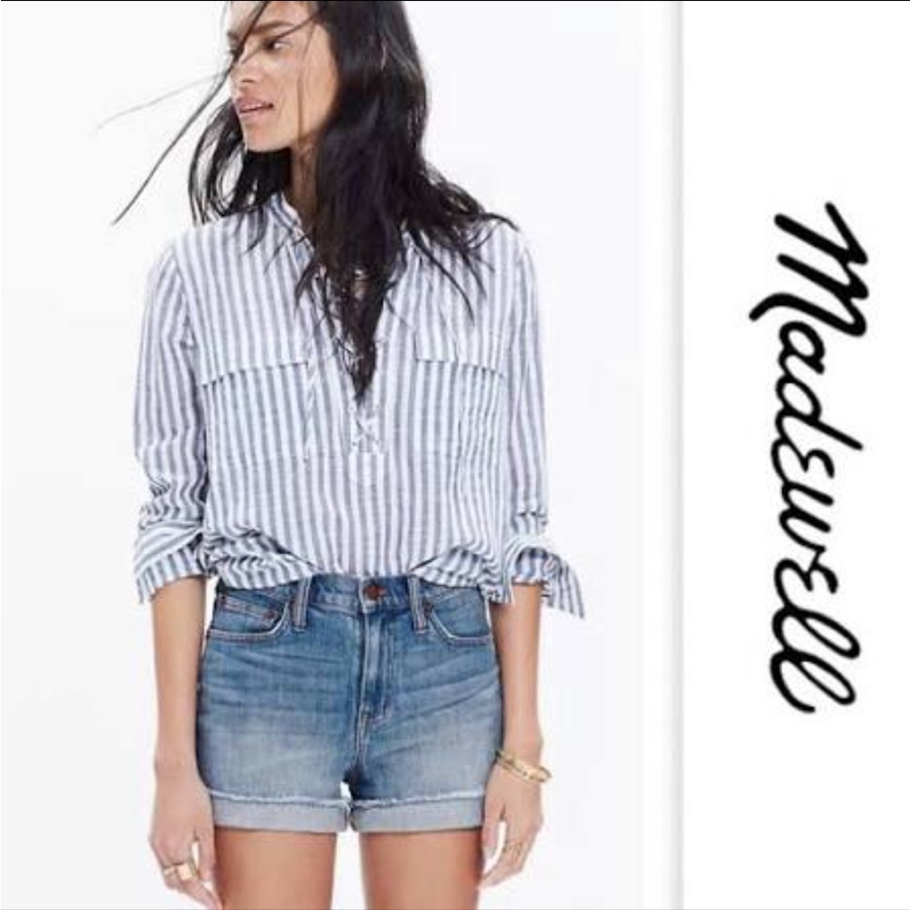 Madewell Womens Sz 24 Light Wash Blue Denim High Rise Cuff Jean Shorts F1607 L18